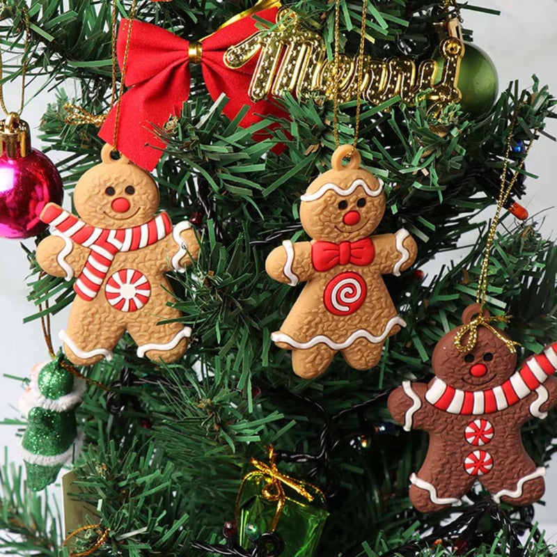 Xmas Tree Decorations Assorted Figurine Gingerbread Man Set Of 12