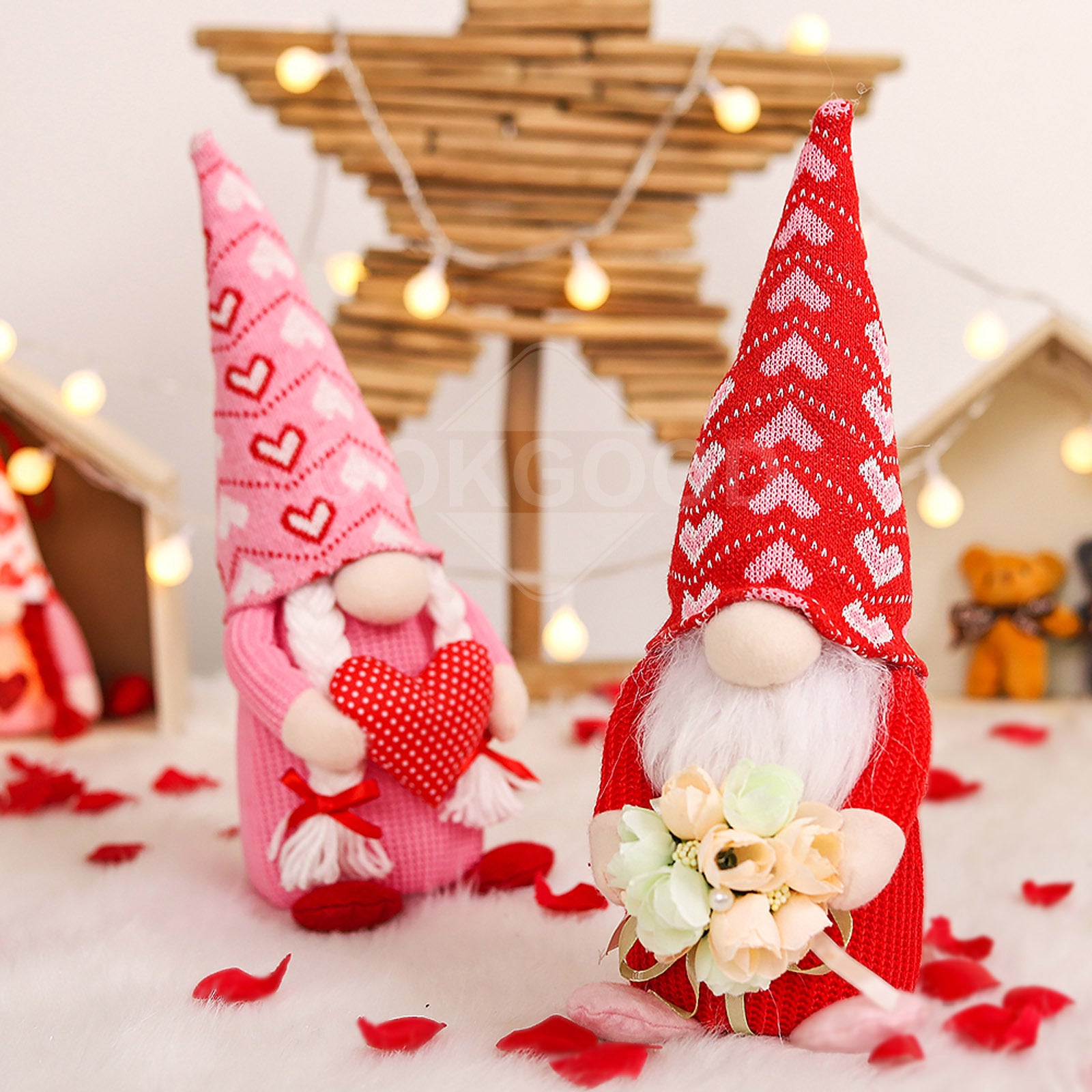 Forever Love - Adorable Gnome Couple Holding Tulip And Heart