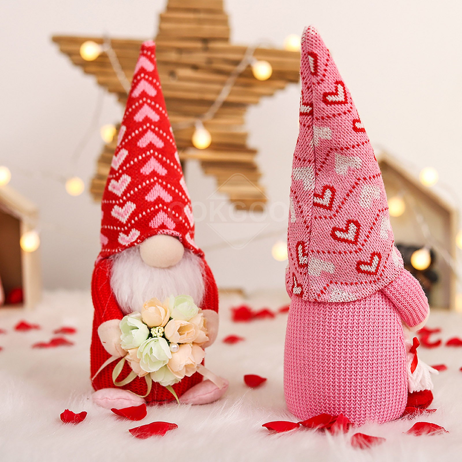 Forever Love - Adorable Gnome Couple Holding Tulip And Heart