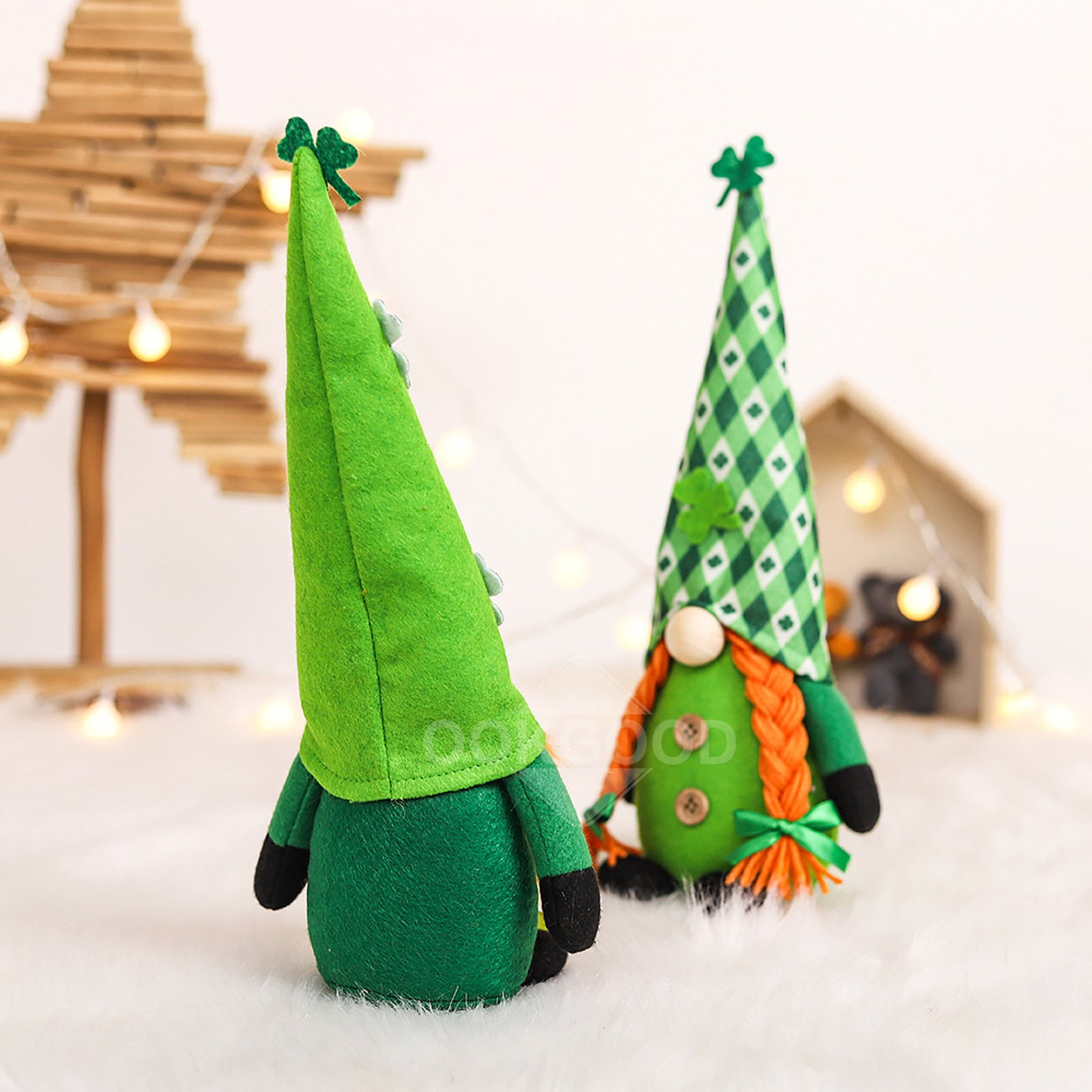 Handmade Green Gnome Doll Couple For St. Patrick's Day Gift