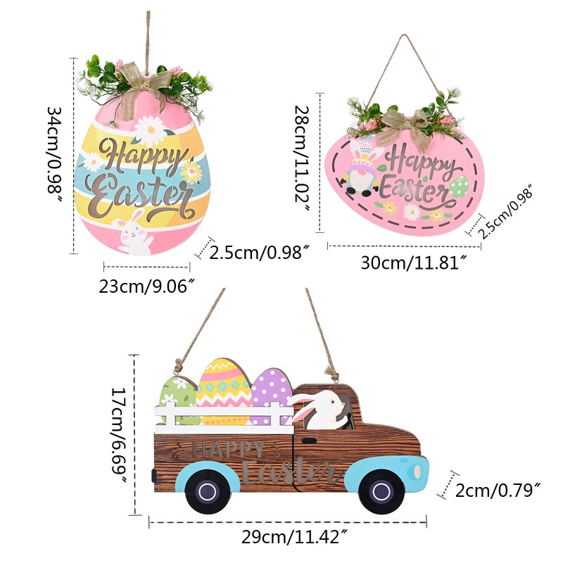 Happy Easter Hanging Ornaments LED Gnome Bunny Egg Truck Signs