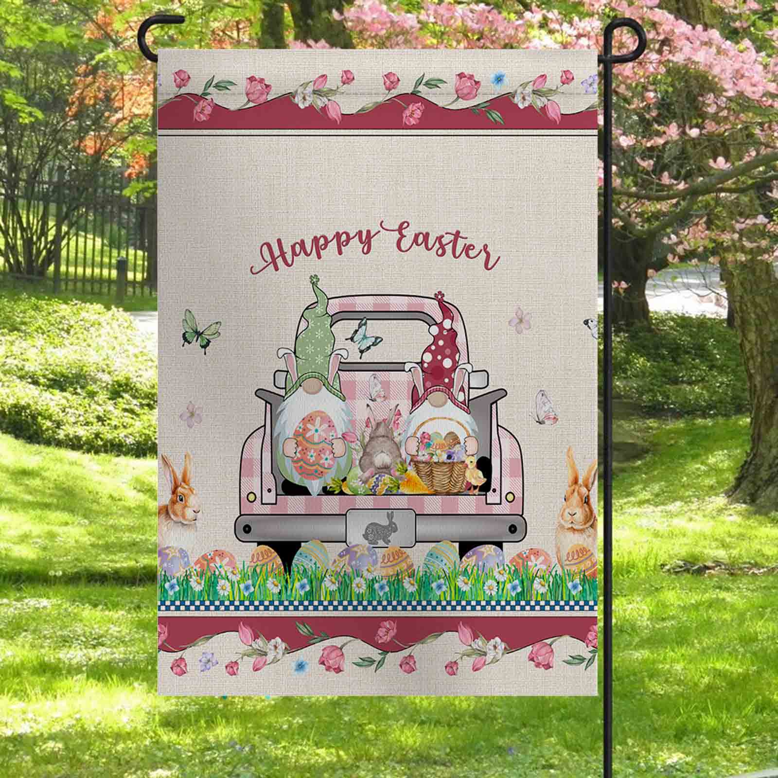 Happy Easter - Bunny Gnome Themed Garden Flag