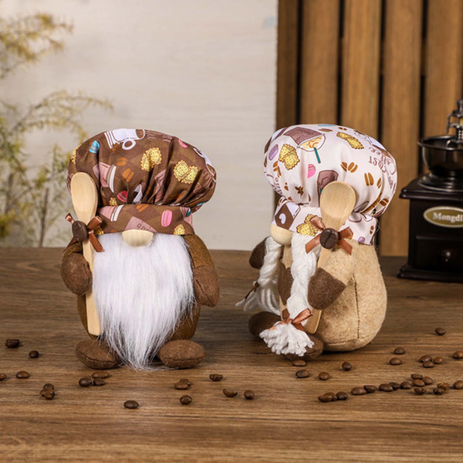 Chef Gnome Couple Wearing Coffee Patterned Hat