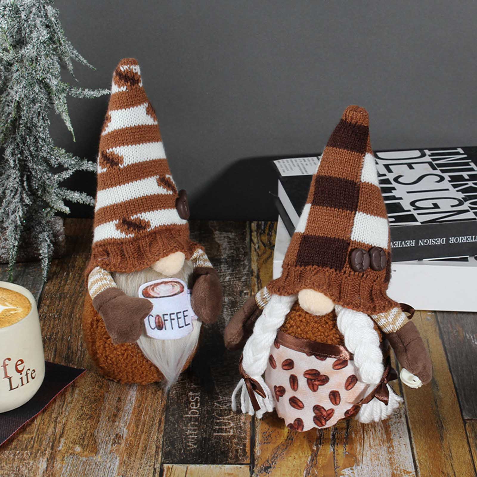 Coffee Gnome Couple Wearing Knitted Hat