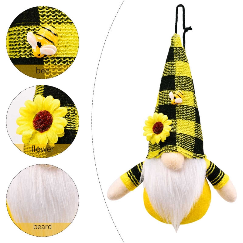 Bee Gnome Doll Knitted Hat Hanging Decor