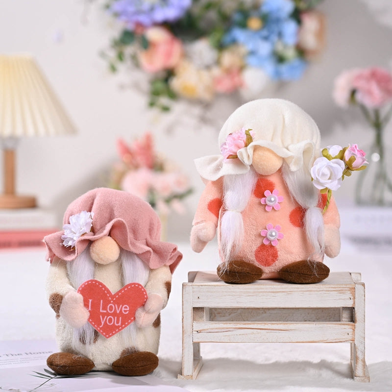 Plush Gnome Holding Flower And Love Heart