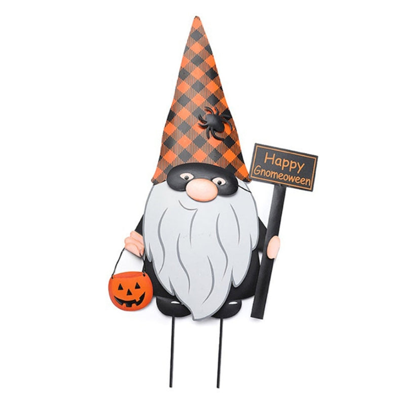 Halloween Gnome Signs Stake Metal Plug Stake For Outdoor Yard Sign Stakes