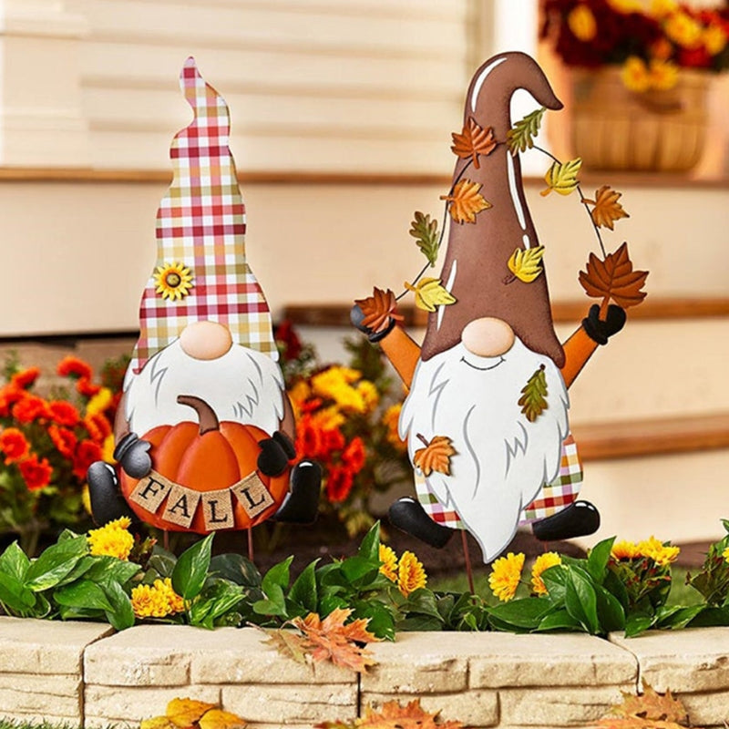 Halloween Gnome Signs Stake Metal Plug Stake For Outdoor Yard Sign Stakes