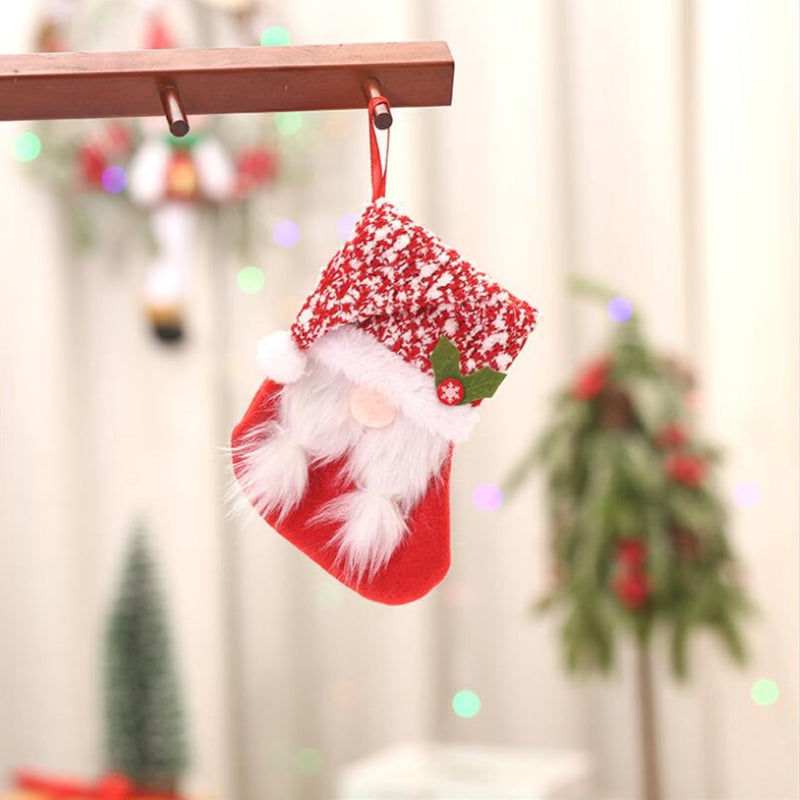Christmas Stocking Plush Gnome Santa Xmas Hanging Ornament