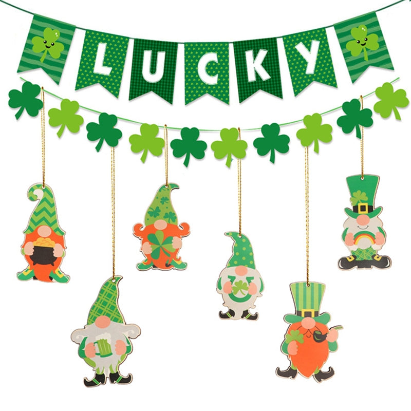 Saint Patrick's Day Wooden Ornament Gnome Pendant Decor