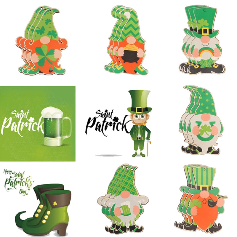 Saint Patrick's Day Wooden Ornament Gnome Pendant Decor