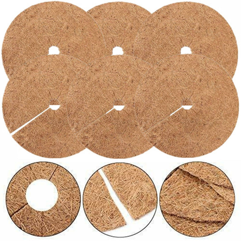 6Pcs Coir Mulch Ring Mat Potted Plants Root Protection Mat