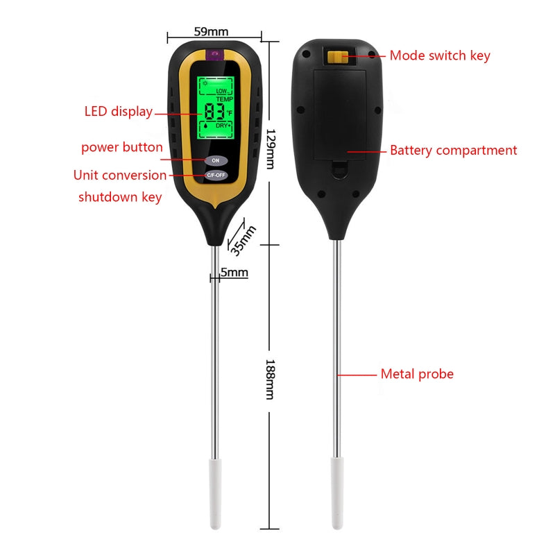 4 In 1 Soil Tester PH Detector Acidity Meter PhIlluminance