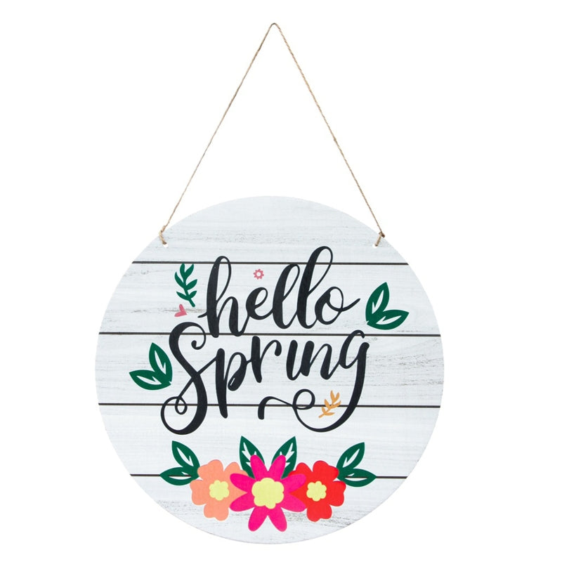 12 Inch Hello Spring Sign Wooden Front Door Or Wall Hanging