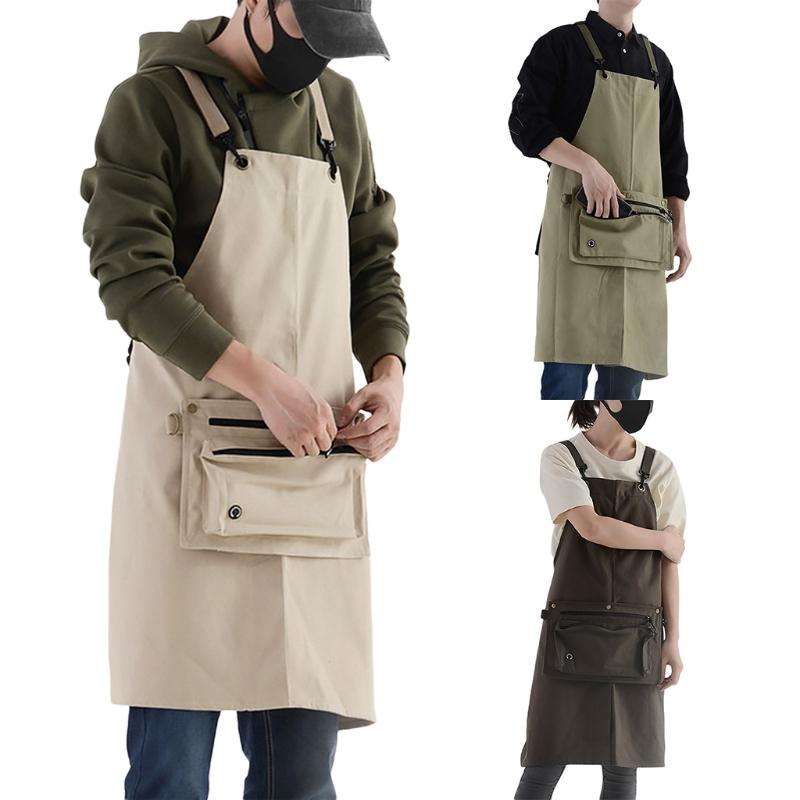 Fashion Wear Canvas Waterproof Apron Denim Kitchen Overalls Apron Shoulder Bag