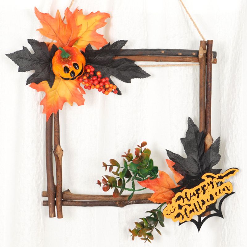 Wooden Halloween Decoration Star Hanging Ornament Wreath