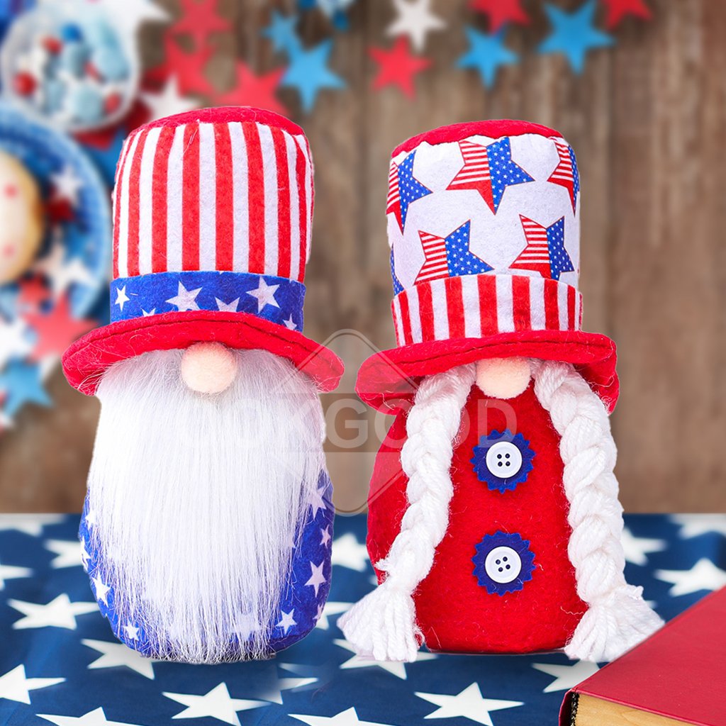 Handmade Plush Gnome Ornament For American Independence Day Decoration