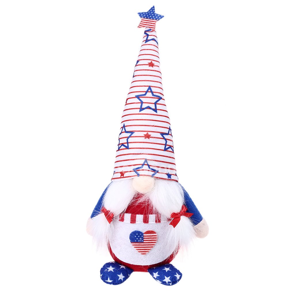 Handmade Patriotic Plush Gnome Doll For Independence Day Decoration