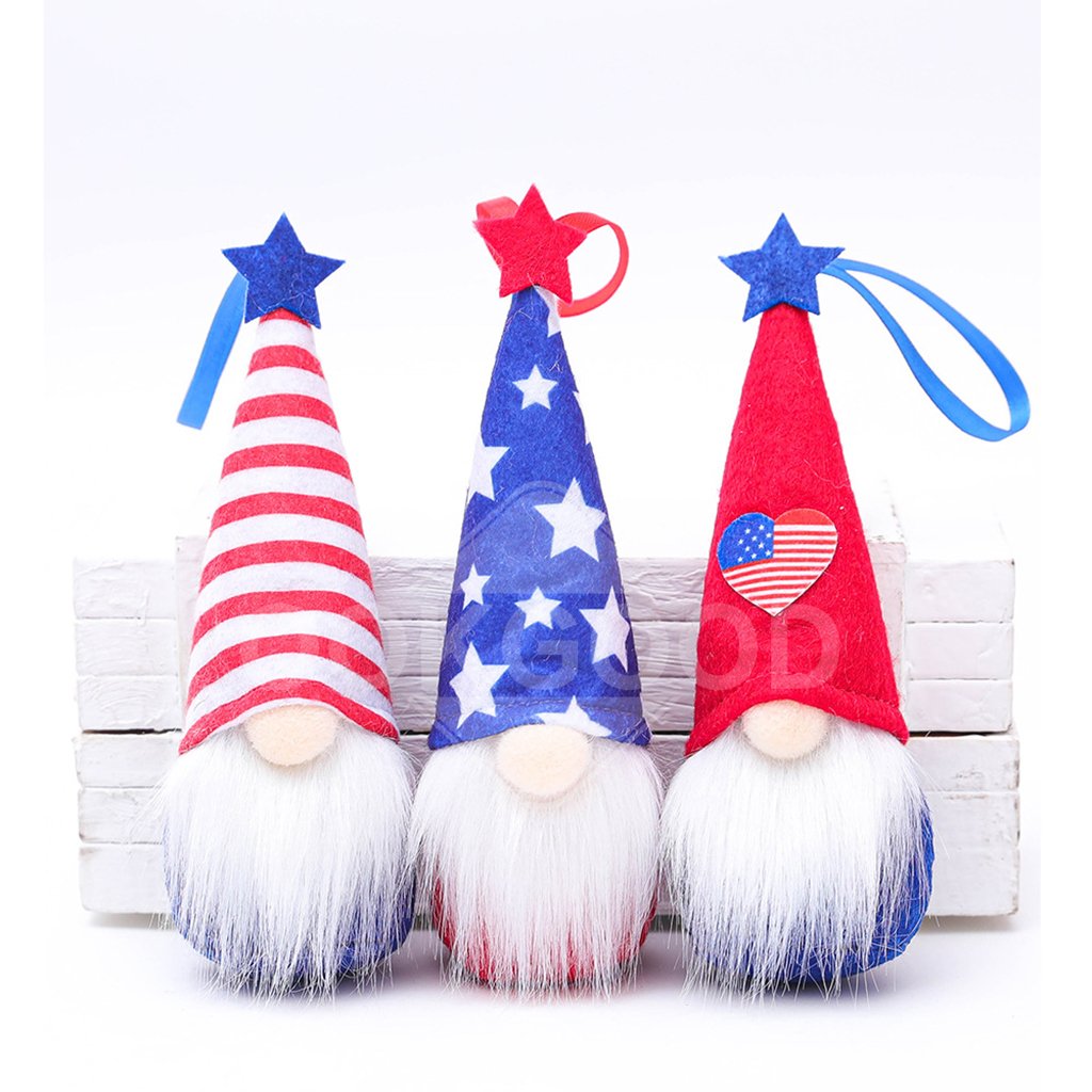 Handmade Plush Gnome Ornament For Independence Day Decoration
