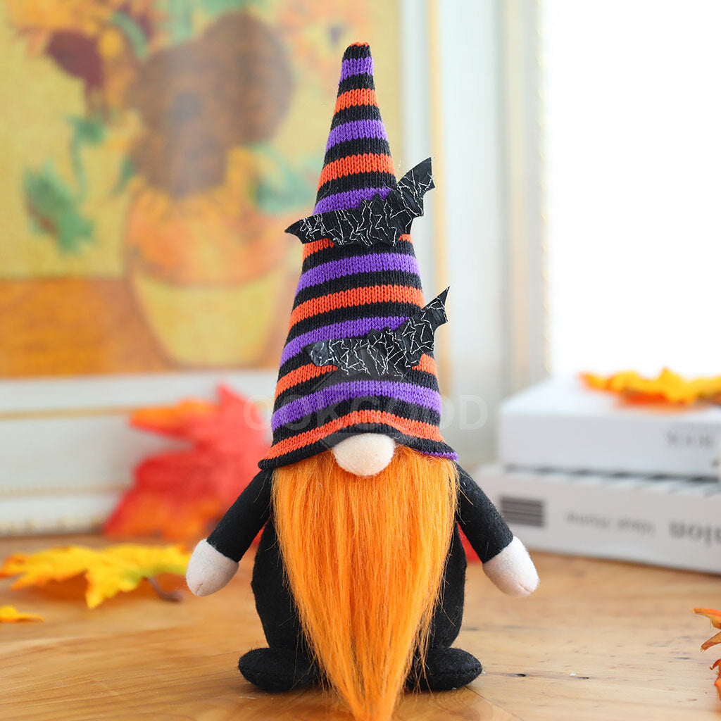 Halloween Themed Plush Gnome With Striped Hat