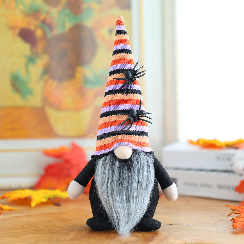 Halloween Themed Plush Gnome With Striped Hat