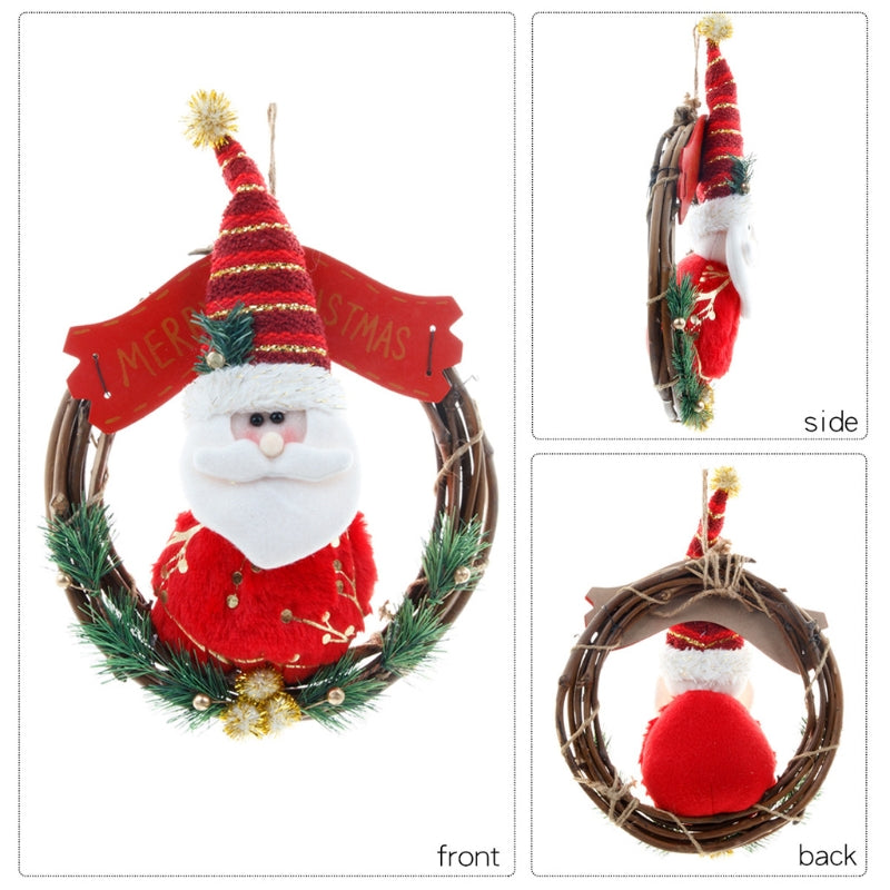 Christmas Wreath For Front Door Santa Claus Snowman Decorative