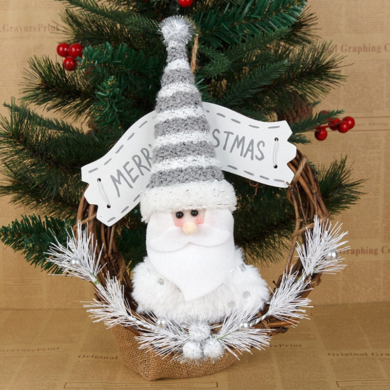 Cute Santa Claus Snowman Hanging Wreath Christmas Wreath Home Decoration