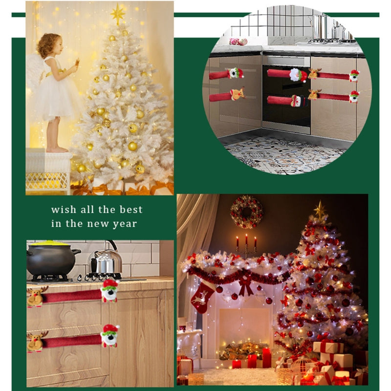 8pcs Santa Refrigerator Door Handle Cover Christmas Decoration