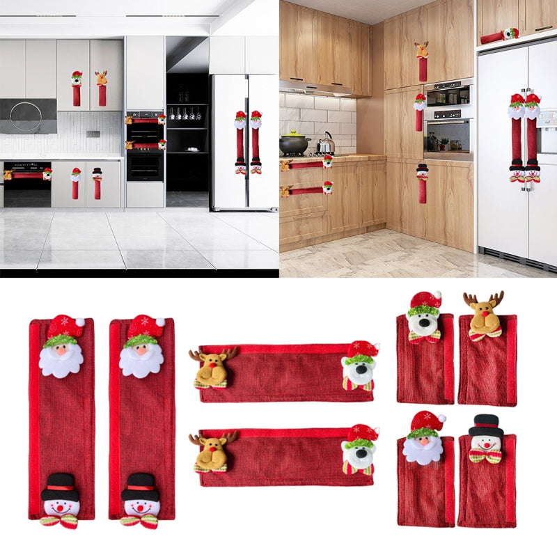 8pcs Santa Refrigerator Door Handle Cover Christmas Decoration