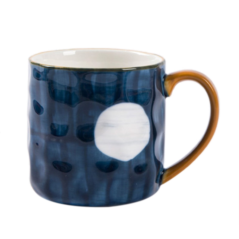 Creative Ceramic Mug With Gold Handle Handmade Embossed Porcelain Coffee Cup