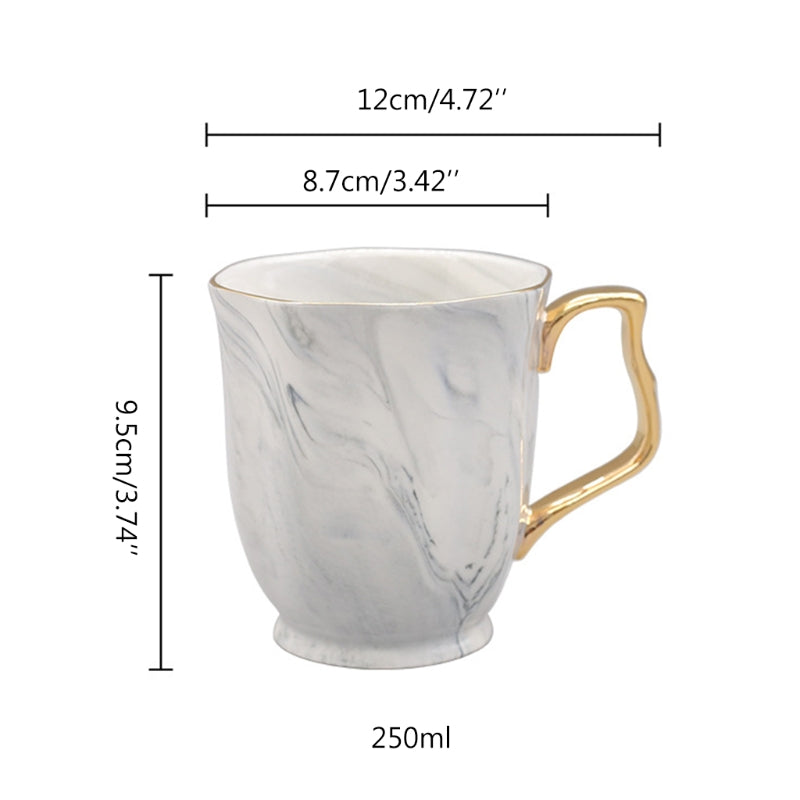 Marble Mug Ceramic Coffee Cup With Golden Handle