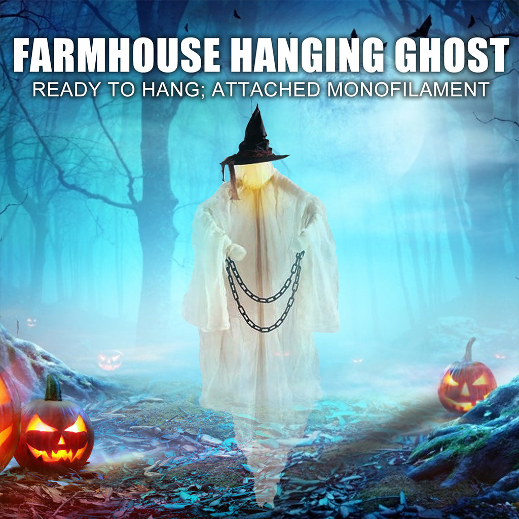 Farmhouse Hanging Witch Ghost With Lights For Halloween Decoration