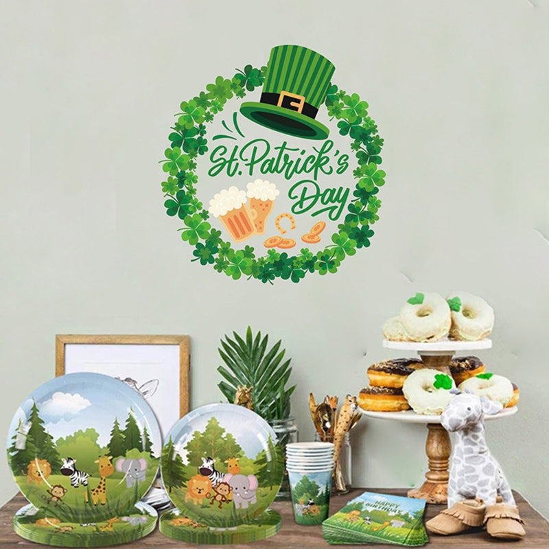 Saint Patrick’s Day Sticker PVC Green Hat Lucky Irish Clover Gold Coin Decal