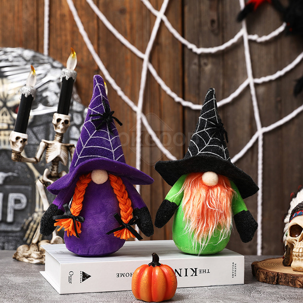 Plush Gnome Witch With Spider Hat For Halloween Decoration