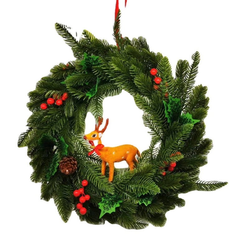 Christmas Deer Wreath For Xmas Party Home Hanging Garden