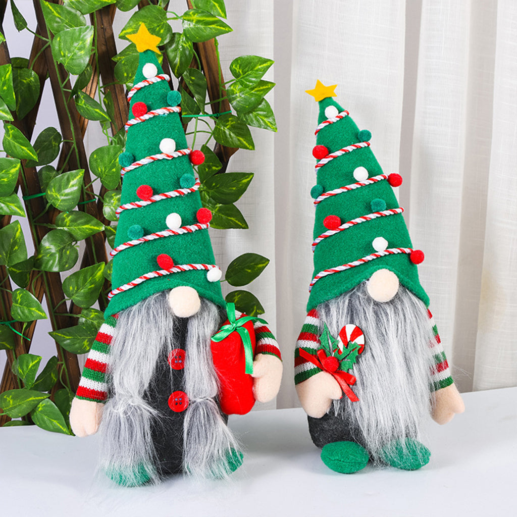 Lovely Gnome Couple With Christmas Tree Shaped Hat