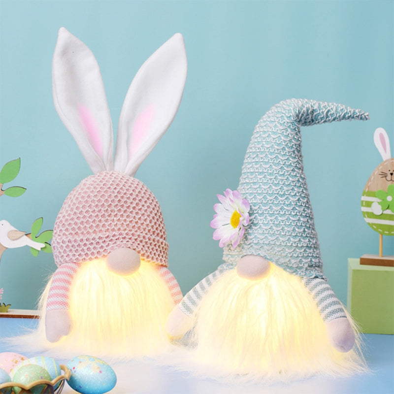 Easter Plush Bunny Gnome With LED Light