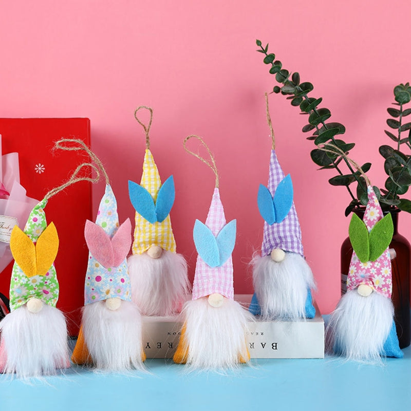 6 Pcs Easter Hanging Plush Bunny Gnome Ornaments