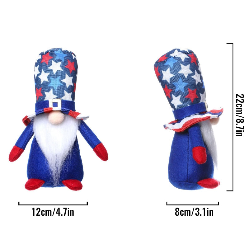 Independence Day Gnome Wearing Striped Five Pointed Star Hat
