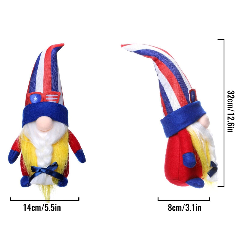 Blue Plush Gnome Couple Wearing Glasses Hat