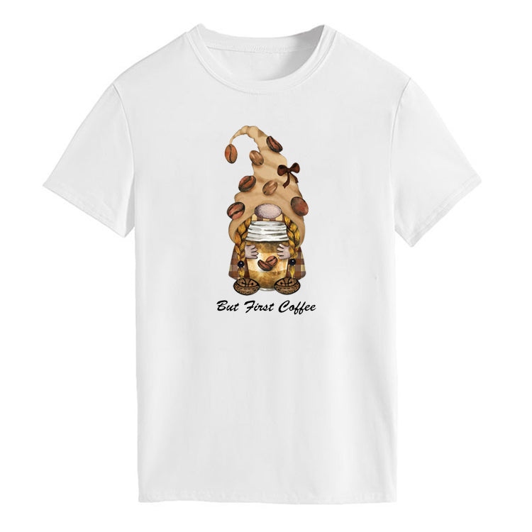 Personalized Custom Coffee Gnome Girl Spring Summer Unisex T-shirt