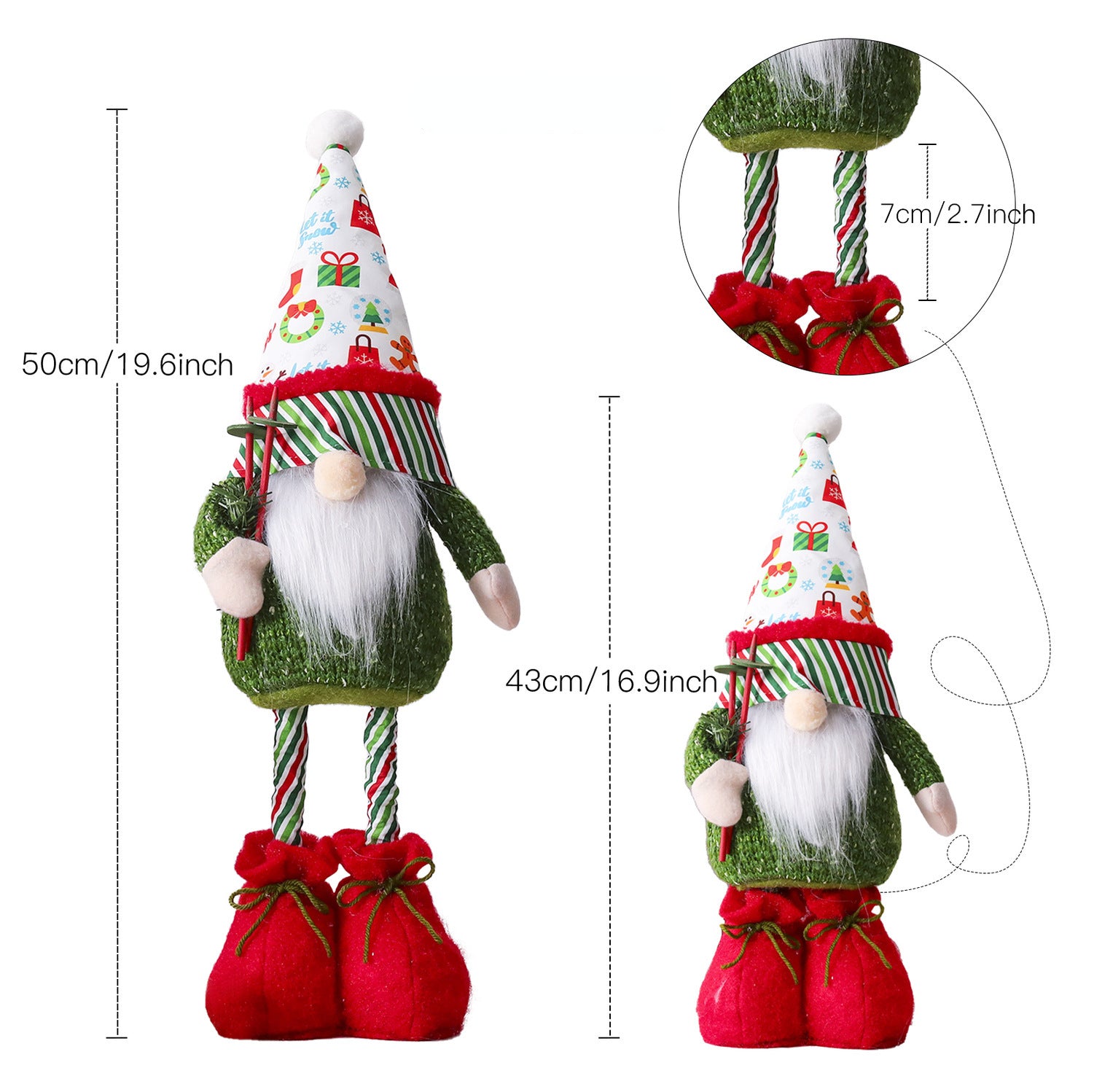 Christmas Big Shoes standing gnomes with sweater and holding candle