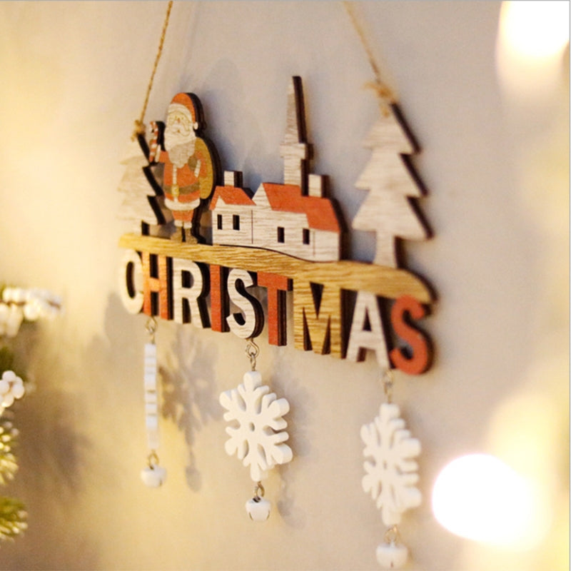 Wooden Merry Christmas Sign Door Wall Hanging Ornaments