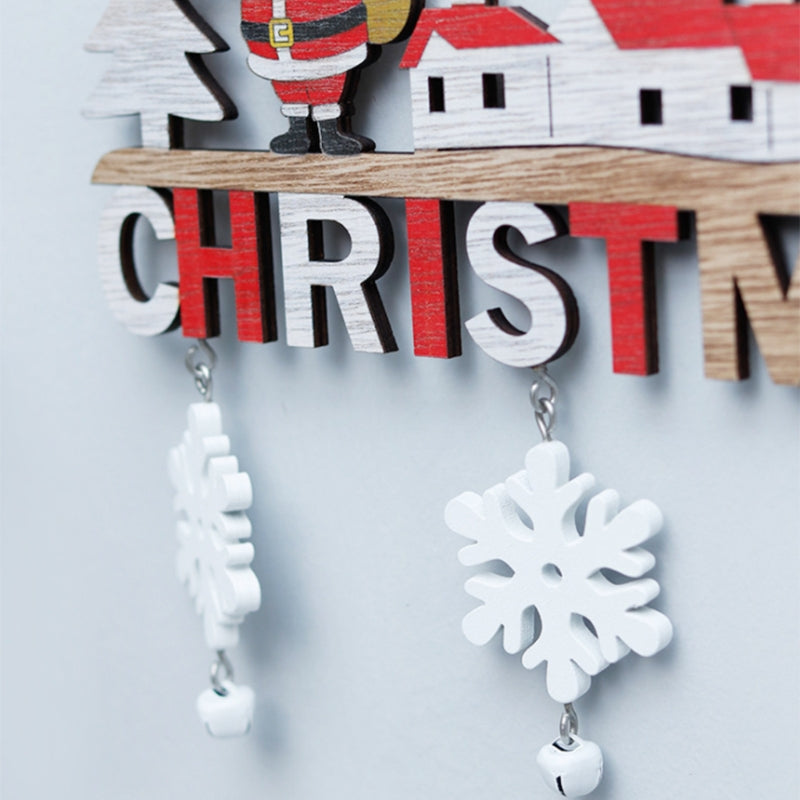 Wooden Merry Christmas Sign Door Wall Hanging Ornaments