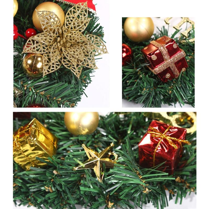 Christmas Wreath Mixed Decorations With Delicate Bow Double Bells