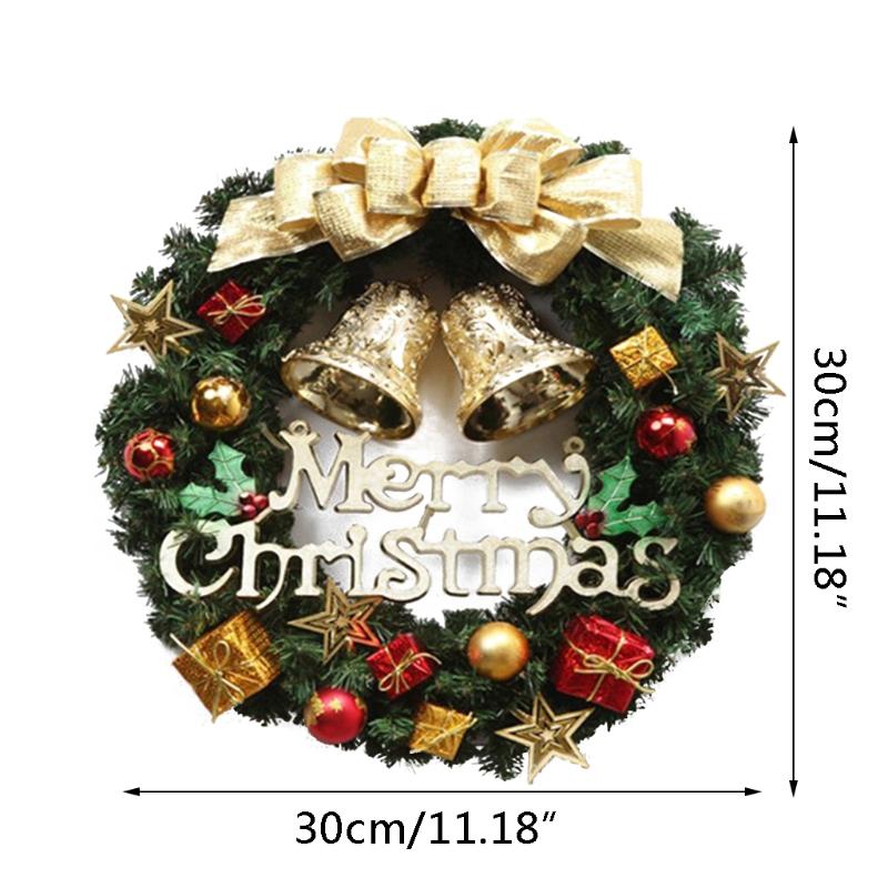 Christmas Wreath Mixed Decorations With Delicate Bow Double Bells