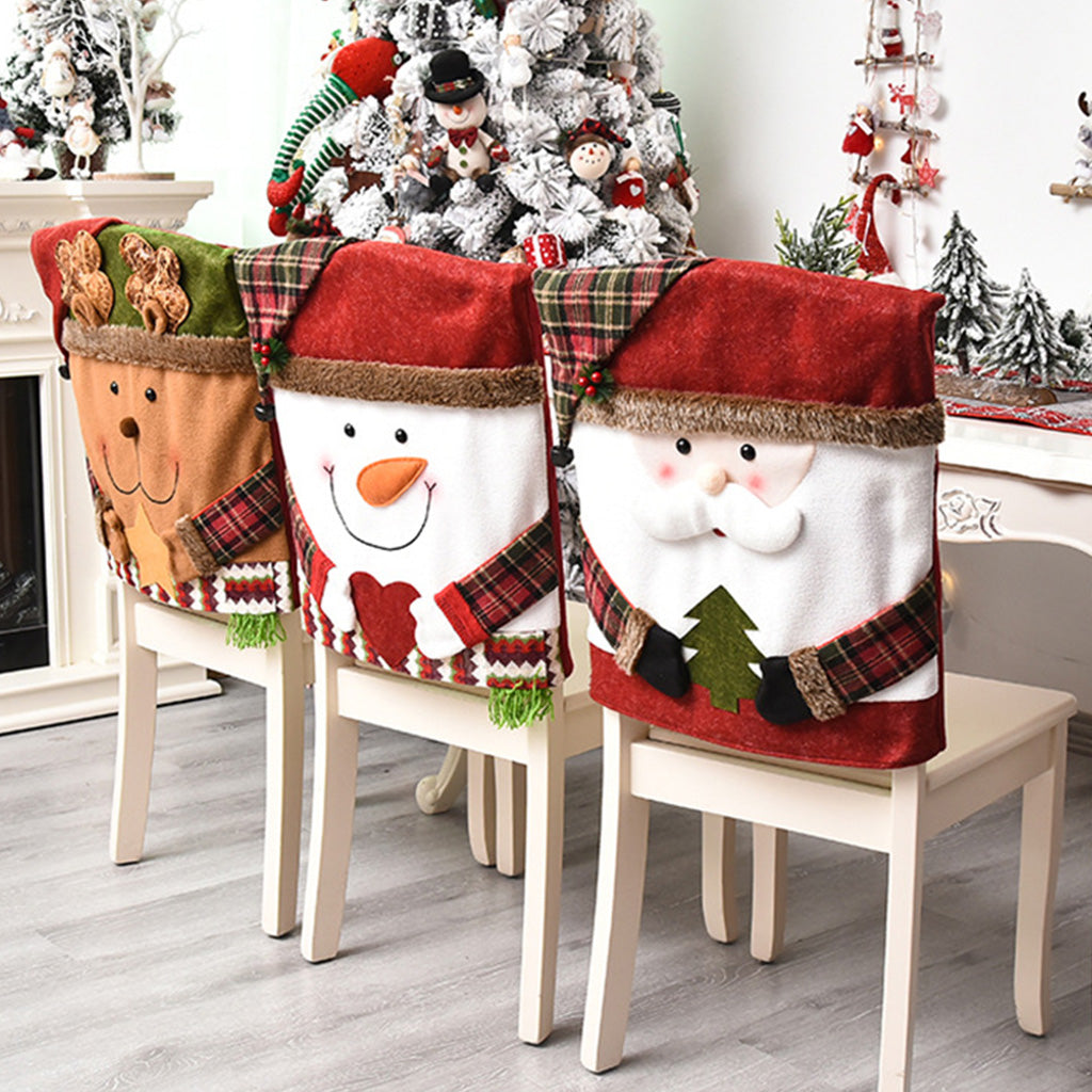 Elk & Snowman & Santa Claus - Chair Cover