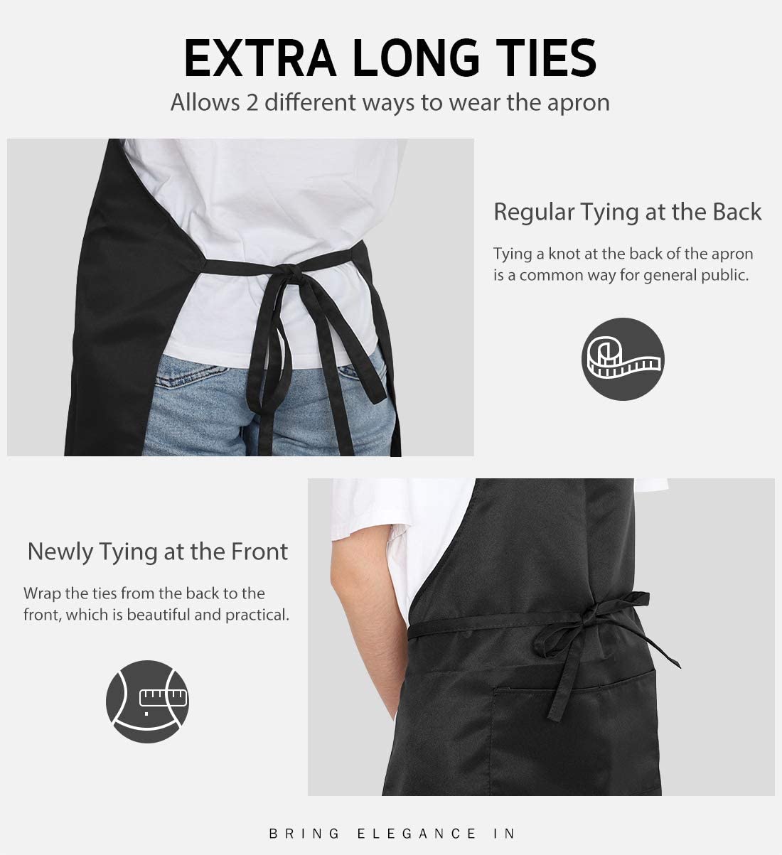 Machine washable, adjustable waterproof kitchen apron with pockets for men and women