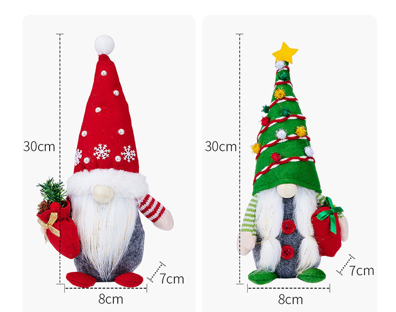 Christmas Gnomes with snowflake lantern hat and gift bag