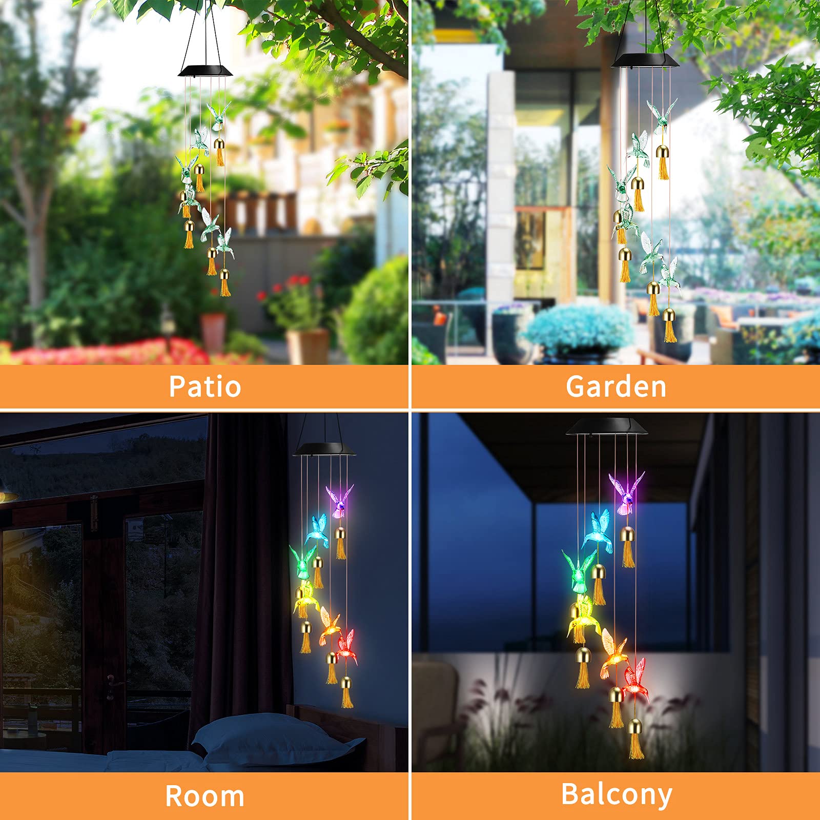 Color Changing Solar Wind Chime For Home Decoration